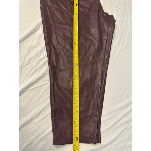 Express Womens Modern Straight High Rise Faux Leather Pants Sz 18S Purple - Picture 7 of 11